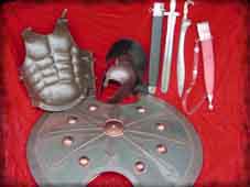 Leather cuirasse and swords